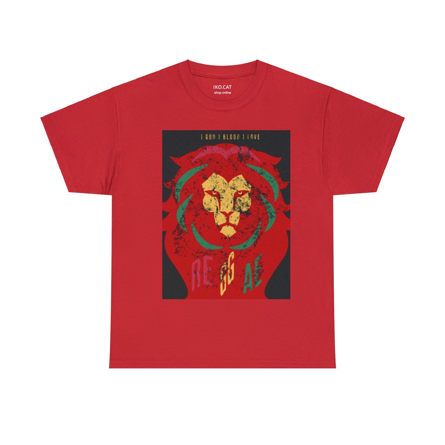 Unisex Black and Red Lion Cotton T-shirt