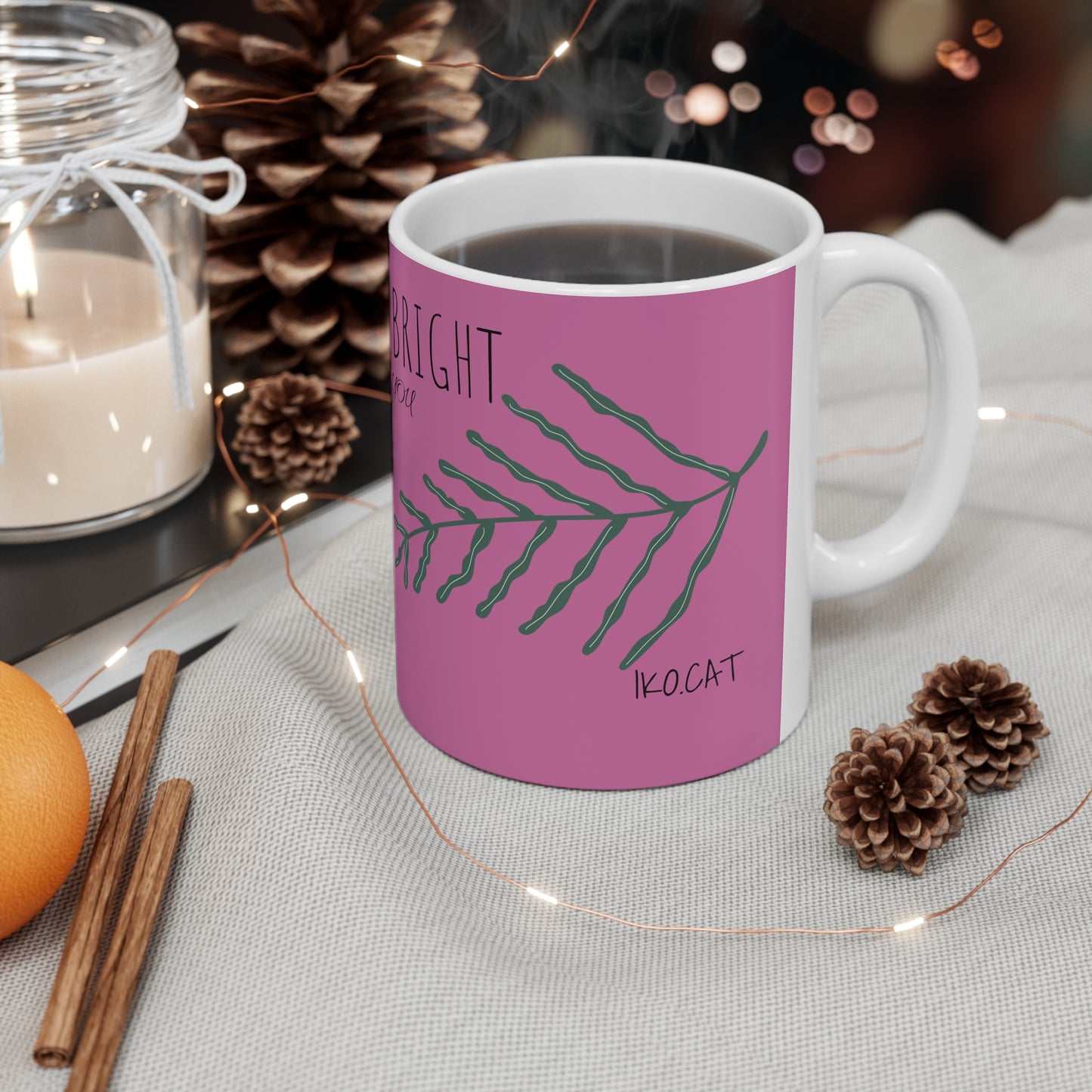 Merry and Bright, Thank You, Mug by iko.cat