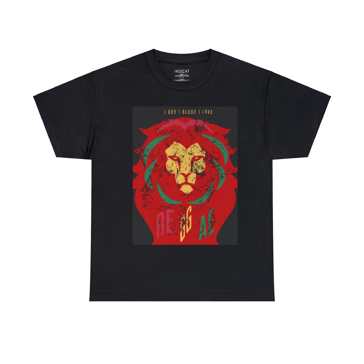 Unisex Black and Red Lion Cotton T-shirt