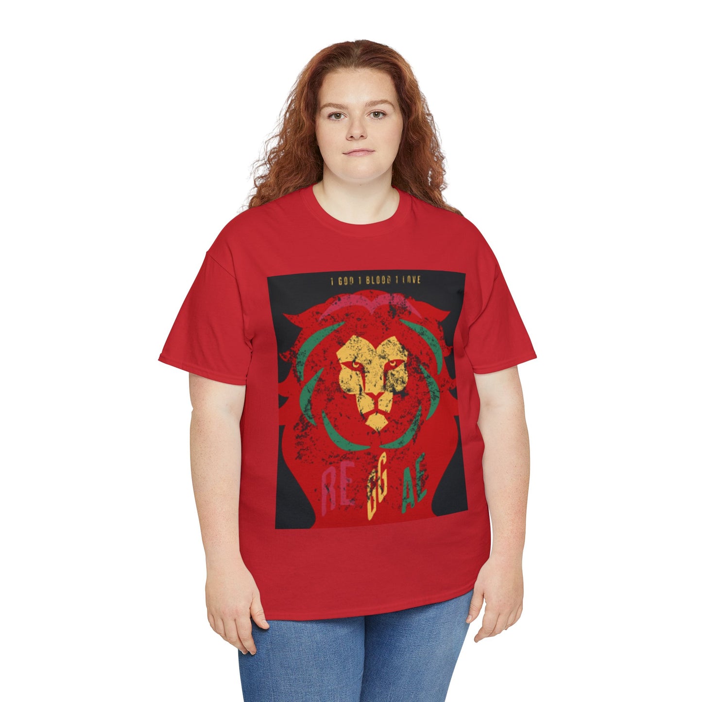 Unisex Black and Red Lion Cotton T-shirt