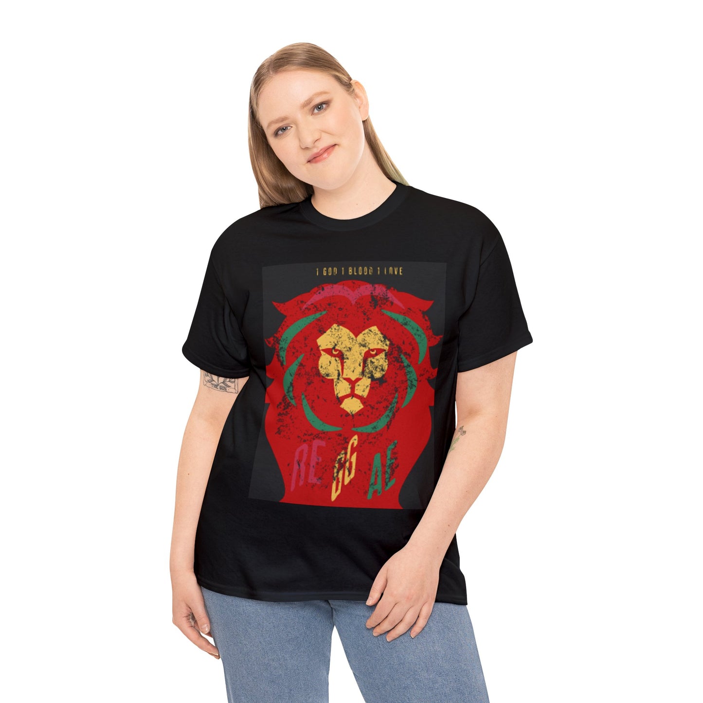 Unisex Black and Red Lion Cotton T-shirt