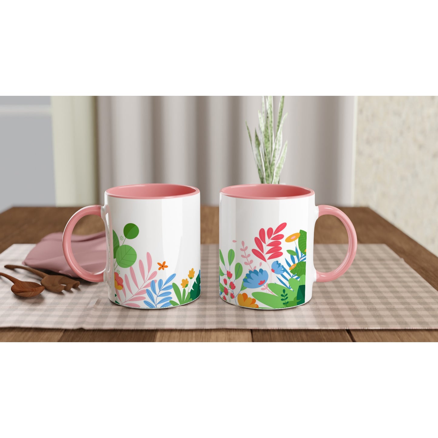 Mug with Pink/Black Color Inside. Funny Gift - iko.cat