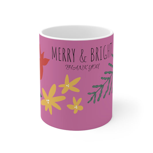 Merry and Bright, Thank You, Mug by iko.cat