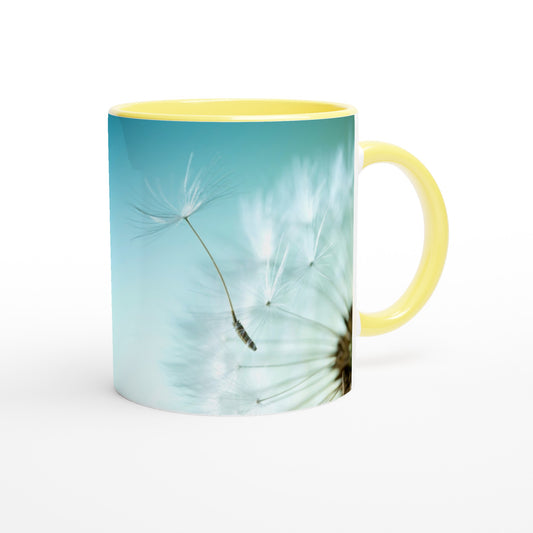 Mug with Yellow Color Inside. dandelion Print, Funny Gift, Anniversary Gift